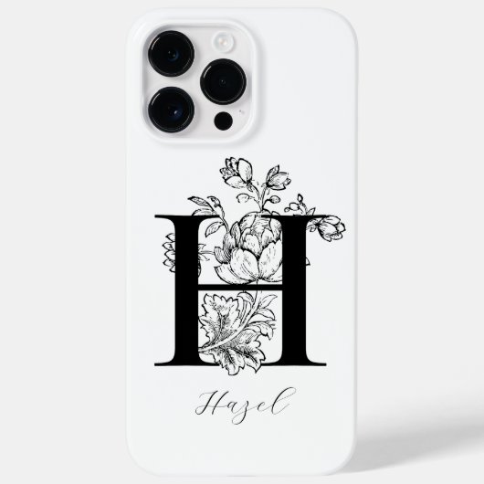 Botanische bloemige monogram letter H naam Case-Mate iPhone Case (Achterkant)