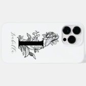 Botanische bloemige monogram letter I naam Case-Mate iPhone Case (Achterkant (horizontaal))