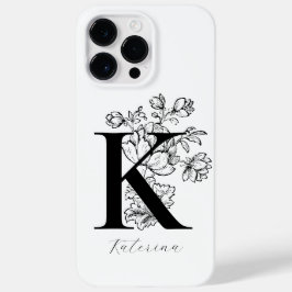 Botanische bloemige monogram letter K naam Case-Mate iPhone 14 Pro Max Hoesje