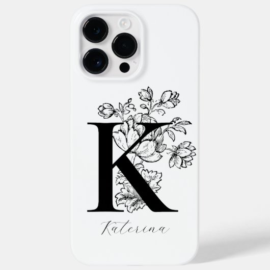 Botanische bloemige monogram letter K naam Case-Mate iPhone Case (Achterkant)