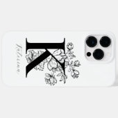 Botanische bloemige monogram letter K naam Case-Mate iPhone Case (Achterkant (horizontaal))
