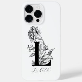 Botanische bloemige monogram letter L naam Case-Mate iPhone 14 Pro Max Hoesje