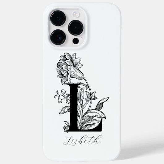 Botanische bloemige monogram letter L naam Case-Mate iPhone Case (Achterkant)