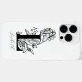 Botanische bloemige monogram letter L naam Case-Mate iPhone Case (Achterkant (horizontaal))