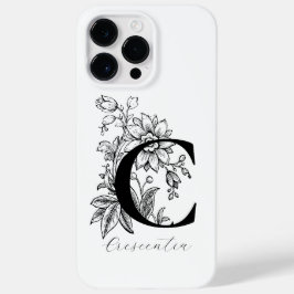 Botanische bloemige monogramletter C naam Case-Mate iPhone 14 Pro Max Hoesje