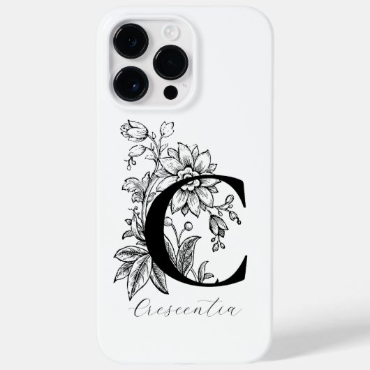 Botanische bloemige monogramletter C naam Case-Mate iPhone Case (Achterkant)