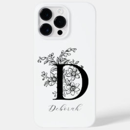 Botanische bloemige monogramletter D-naam Case-Mate iPhone 14 Pro Max Hoesje