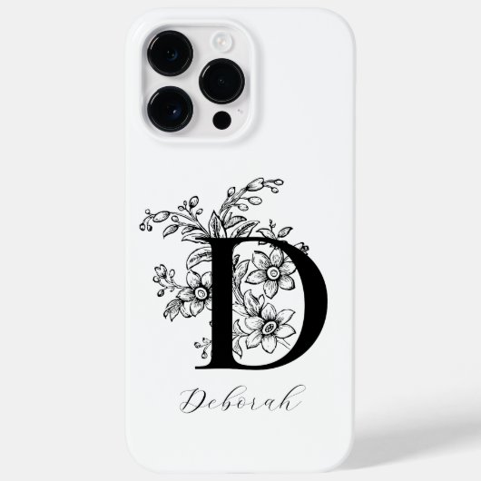 Botanische bloemige monogramletter D-naam Case-Mate iPhone Case (Achterkant)