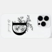 Botanische bloemige monogramletter D-naam Case-Mate iPhone Case (Achterkant (horizontaal))