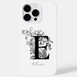 Botanische bloemige monogramletter E naam Case-Mate iPhone 14 Pro Max Hoesje