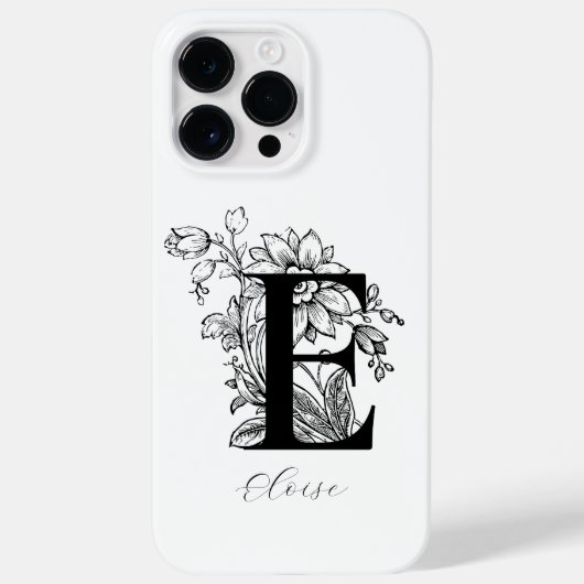 Botanische bloemige monogramletter E naam Case-Mate iPhone Case (Achterkant)