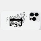 Botanische bloemige monogramletter E naam Case-Mate iPhone Case (Achterkant (horizontaal))