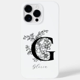 Botanische bloemige monogramletter G naam Case-Mate iPhone 14 Pro Max Hoesje
