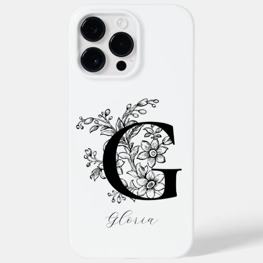 Botanische bloemige monogramletter G naam Case-Mate iPhone Case (Achterkant)