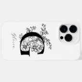 Botanische bloemige monogramletter G naam Case-Mate iPhone Case (Achterkant (horizontaal))