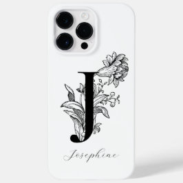 Botanische bloemige monogramletter J naam Case-Mate iPhone 14 Pro Max Hoesje