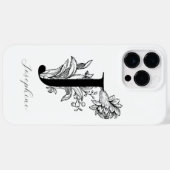 Botanische bloemige monogramletter J naam Case-Mate iPhone Case (Achterkant (horizontaal))