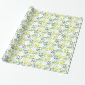 Botanische bloemige paarse waterverf art wrap cadeaupapier (Uitgerold)
