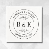 Botanische Bloemige Pret Monogram Huwelijk Echtpaa Servet