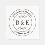 Botanische bloemige pret monogram huwelijksnaam ko servet (Voorkant)