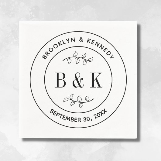 Botanische bloemige pret monogram huwelijksnaam ko servet