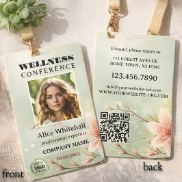 Botanische Bloemige Salie Groene Wellness Conferen Badge