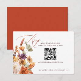 Botanische Bloemige Terracotta Huwelijk QR CODE RSVP Kaartje