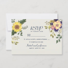 Botanische Bloemige Trouw RSVP Kaart