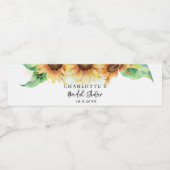 Botanische bloemige zonnebloem bruidsdouche waterfles etiket (Enkel label)