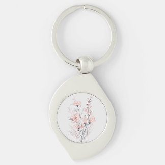 Botanische bloemillustratie | Minimale natuur esth Sleutelhanger
