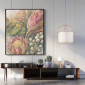 botanische bloemkunst | protea bloemillustratie poster
