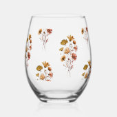 Botanische bloemkunst wijnglas zonder voet (Voorkant)