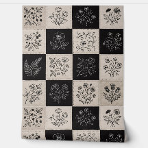 Botanische bloemleder look patchwork gestikt