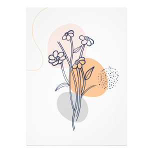 Botanische bloemlijnkunst foto afdruk