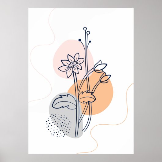 Botanische bloemlijnkunst poster (Voorkant)