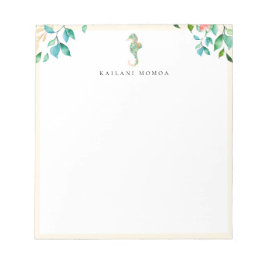 Botanische bloemrijke zeepaard zand beige lijst notitieblok