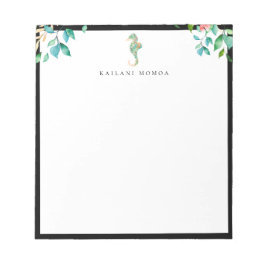 Botanische bloemrijke zeepaard Zwarte lijst Notitieblok