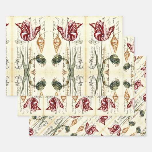 Botanische Bloemveer Moederdag Tulp Inpakpapier Vel (Set)