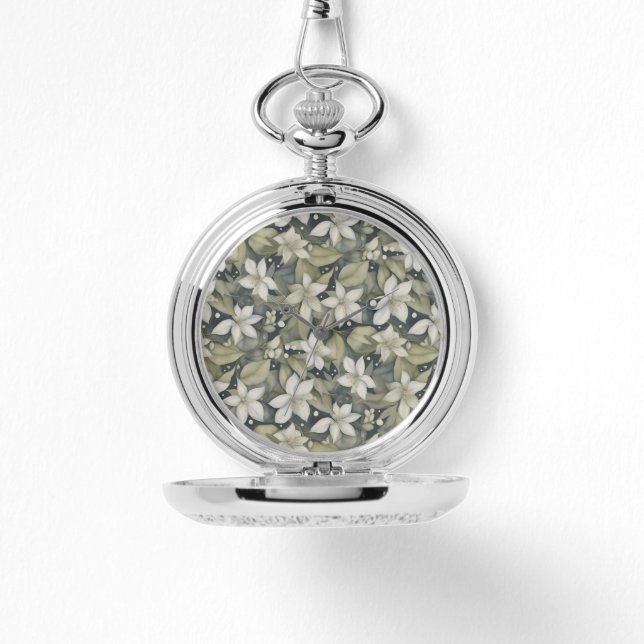  botanische bloesems met salie bladeren horloge (Voorkant)