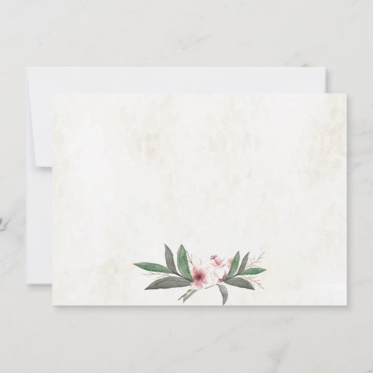 Botanische bloesems Weddenschap-repetitie Dinner Kaart (Achterkant)