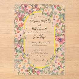 Botanische Bloom Acryl Huwelijksuitnodiging Uitnodigingen
