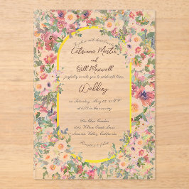 Botanische Bloom Acryl Huwelijksuitnodiging Uitnodigingen