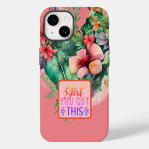 Botanische Bloom Meisje Je Heb Dit Citaat iPhone 14 Hoesje