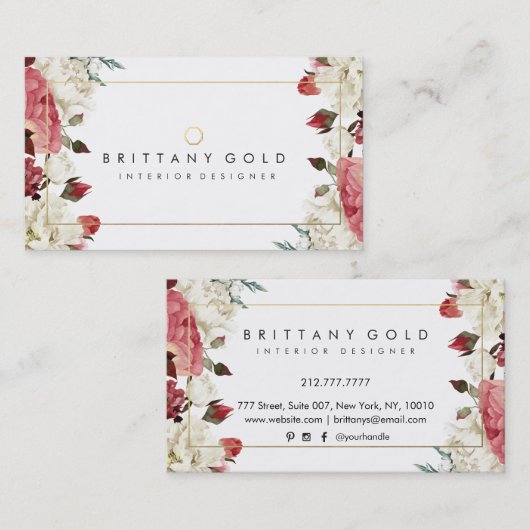 Botanische Blooms Visitekaartje voor interieurontw (Voorkant / Achterkant)