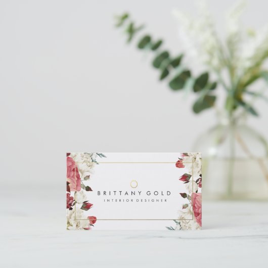 Botanische Blooms Visitekaartje voor interieurontw (Staand voorkant)