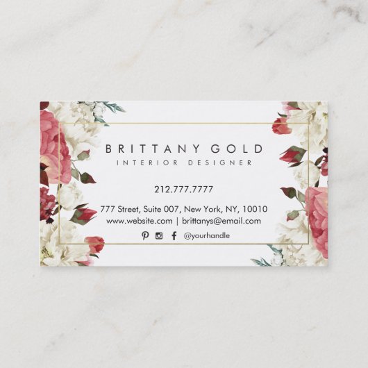 Botanische Blooms Visitekaartje voor interieurontw (Achterkant)