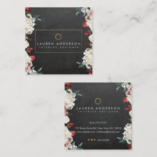 Botanische Blooms Visitekaartje voor interieurontw (Voorkant / Achterkant)