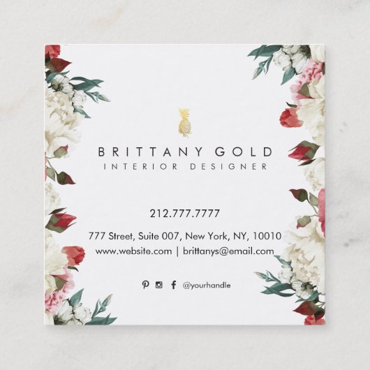 Botanische Blooms Visitekaartje voor interieurontw (Achterkant)