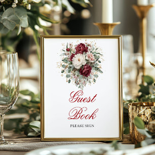 Botanische Blos Blauwrode Goud Gastboek Poster