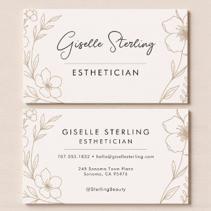 Botanische Blos en Zwarte Esthetician Schoonheid Visitekaartje